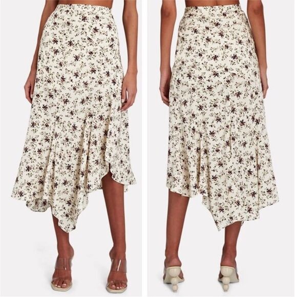 NWT VERONICA BEARD Mac floral-print silk-blend skirt size 8 $598 - Picture 2 of 9